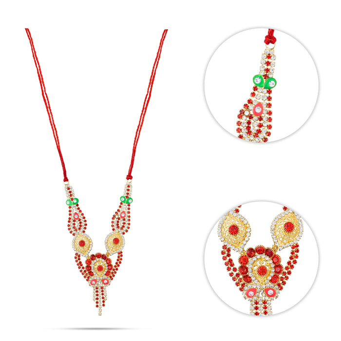 Stone Necklace - 5 Inches | Stone Jewellery/ Stone Mala/ Artificial Jewelry For Deity Decor - Neck & Body Accessories