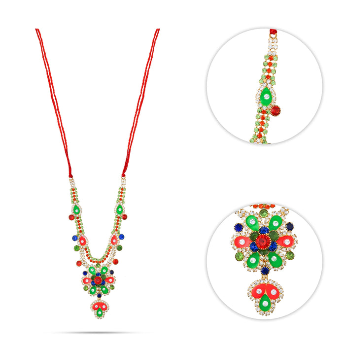 Stone Necklace - 5 Inches | Stone Jewellery/ Stone Mala/ Artificial Jewelry For Deity Decor - Neck & Body Accessories