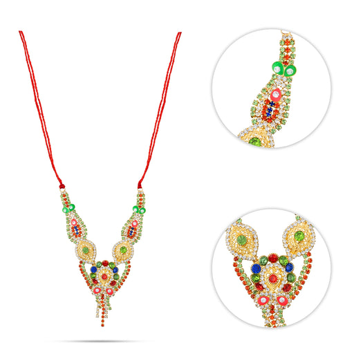 Stone Necklace - 5 Inches | Stone Jewellery/ Stone Mala/ Artificial Jewelry For Deity Decor - Neck & Body Accessories