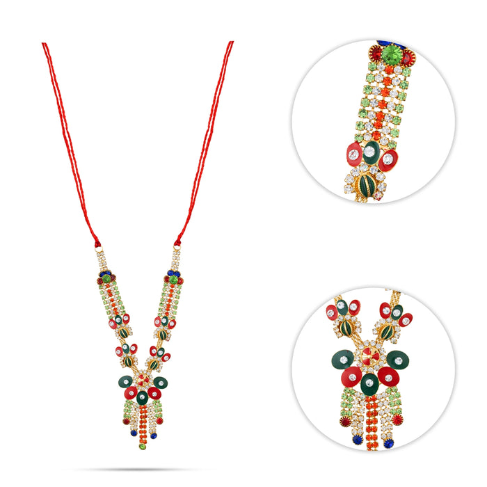 Stone Necklace - 5 Inches | Stone Jewellery/ Stone Mala/ Artificial Jewelry For Deity Decor - Neck & Body Accessories