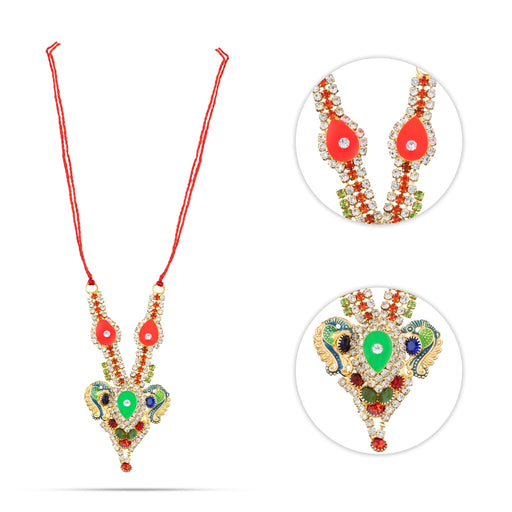 Stone Necklace - 3 Inches | Multicolour Stone Jewellery/ Stone Mala/ Artificial Jewelry For Deity Decor - Neck & Body Accessories