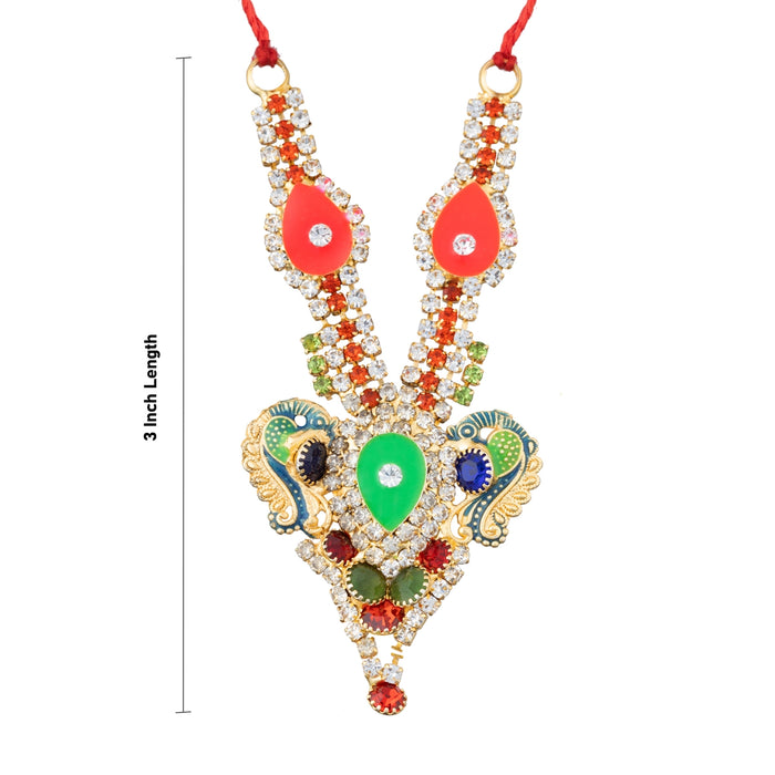 Stone Necklace - 3 Inches | Multicolour Stone Jewellery/ Stone Mala/ Artificial Jewelry For Deity Decor - Neck & Body Accessories