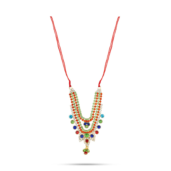 2 Line Stone Necklace - 3 Inches | Stone Jewellery/ Stone Mala/ Artificial Jewelry For Deity Decor - Neck & Body Accessories