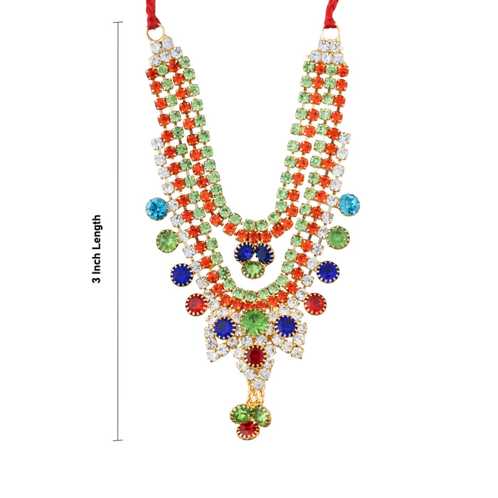 2 Line Stone Necklace - 3 Inches | Stone Jewellery/ Stone Mala/ Artificial Jewelry For Deity Decor - Neck & Body Accessories