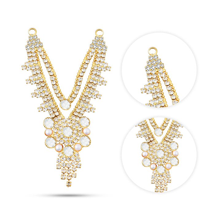 2 Line Stone Necklace - 3.25 Inches | Stone Jewellery/ Stone Mala/ Artificial Jewelry For Deity Decor - Neck & Body Accessories