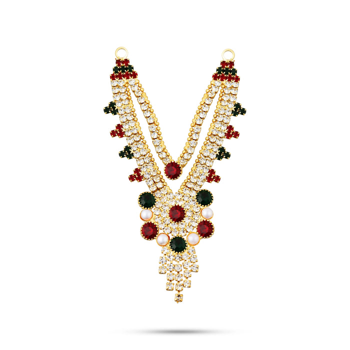 2 Line Stone Necklace - 3.25 Inches | Stone Jewellery/ Stone Mala/ Artificial Jewelry For Deity Decor - Neck & Body Accessories