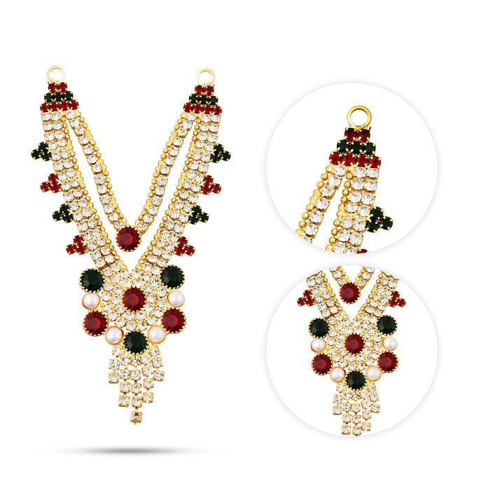 2 Line Stone Necklace - 3.25 Inches | Stone Jewellery/ Stone Mala/ Artificial Jewelry For Deity Decor - Neck & Body Accessories