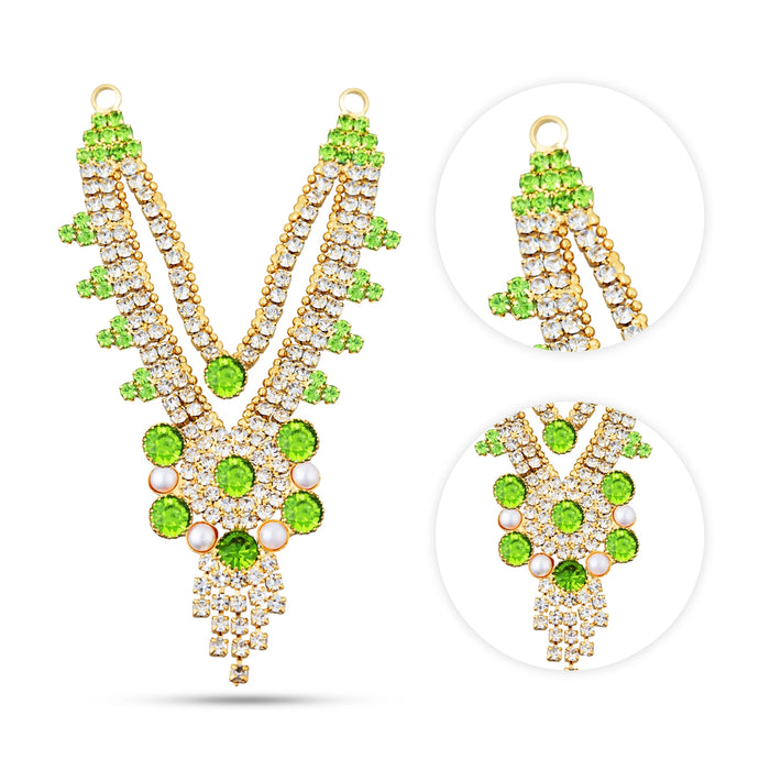 2 Line Stone Necklace - 3.25 Inches | Stone Jewellery/ Stone Mala/ Artificial Jewelry For Deity Decor - Neck & Body Accessories