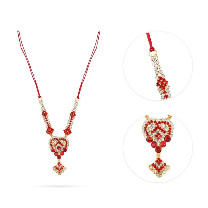 Stone Necklace - 3.5 Inches | Artificial Jewelry/ Stone Mala/ Stone Jewellery For Deity Decor - Neck & Body Accessories