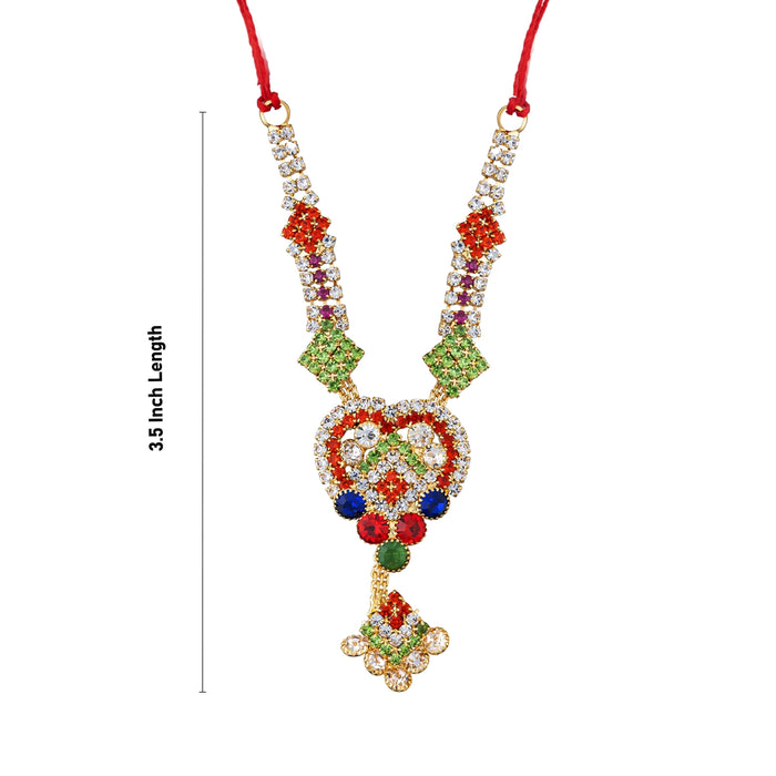 Stone Necklace - 3.5 Inches | Artificial Jewelry/ Stone Mala/ Stone Jewellery For Deity Decor - Neck & Body Accessories