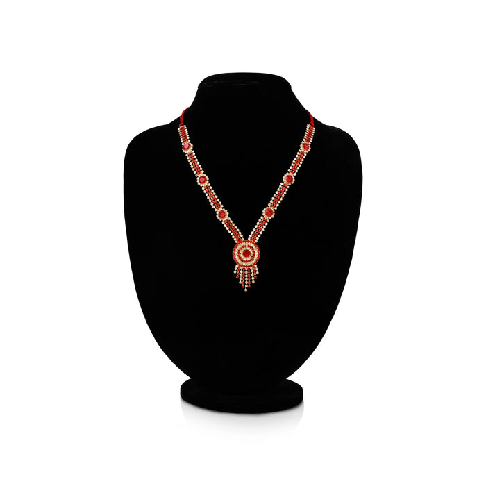 Stone Necklace - 6.5 Inches | Stone Jewellery/ Long Stone Mala/Stone Haram/ Artificial Jewelry For Deity Decor - Neck & Body Accessories