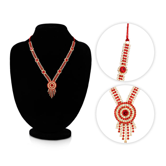 Stone Necklace - 6.5 Inches | Stone Jewellery/ Long Stone Mala/Stone Haram/ Artificial Jewelry For Deity Decor - Neck & Body Accessories