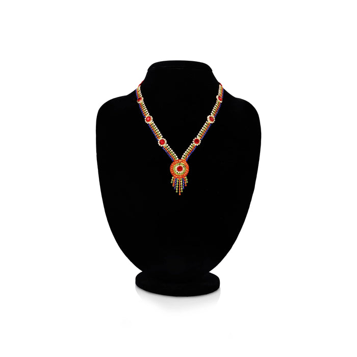 Stone Necklace - 6.5 Inches | Stone Jewellery/ Long Stone Mala/Stone Haram/ Artificial Jewelry For Deity Decor - Neck & Body Accessories