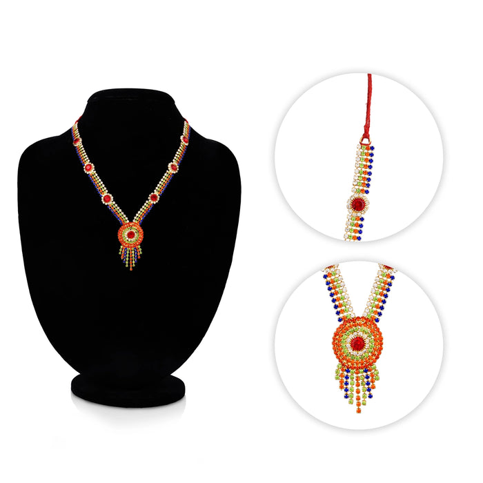 Stone Necklace - 6.5 Inches | Stone Jewellery/ Long Stone Mala/Stone Haram/ Artificial Jewelry For Deity Decor - Neck & Body Accessories