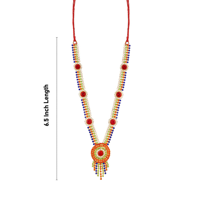 Stone Necklace - 6.5 Inches | Stone Jewellery/ Long Stone Mala/Stone Haram/ Artificial Jewelry For Deity Decor - Neck & Body Accessories