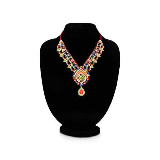 Stone Necklace - 6 Inches | Multicolour Stone Jewellery/ Stone Mala/ Artificial Jewelry For Deity Decor - Neck & Body Accessories