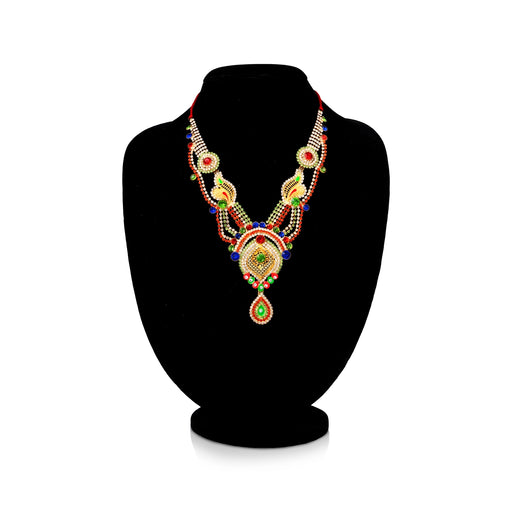 Stone Necklace - 6.5 Inches | Multicolour Stone Jewellery/ Stone Mala/ Artificial Jewelry For Deity Decor - Neck & Body Accessories