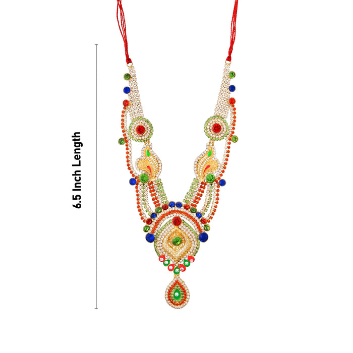 Stone Necklace - 6.5 Inches | Multicolour Stone Jewellery/ Stone Mala/ Artificial Jewelry For Deity Decor - Neck & Body Accessories