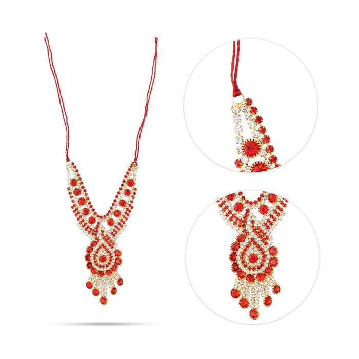 Stone Necklace - 4 Inches | Artificial Jewelry/ Stone Mala/ Stone Jewellery For Deity Decor - Neck & Body Accessories