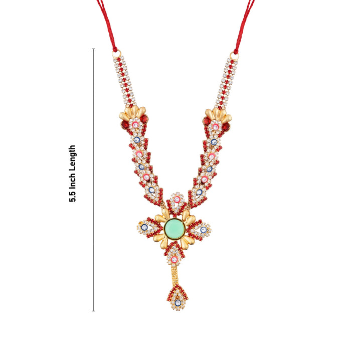 Stone Necklace - 5.5 Inches | Artificial Jewelry/ Stone Mala/ Multicolour Stone Jewellery For Deity Decor - Neck & Body Accessories