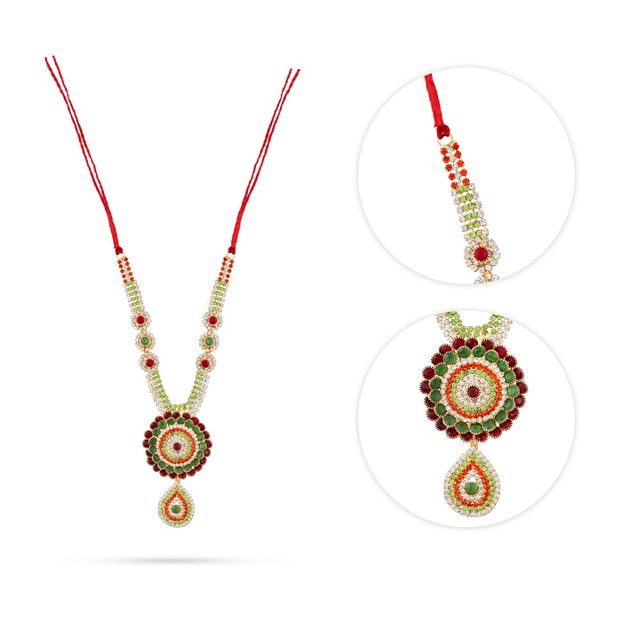 Stone Necklace - 6.25 Inches | Artificial Jewelry/ Stone Mala/ Multicolour Stone Jewellery For Deity Decor - Neck & Body Accessories