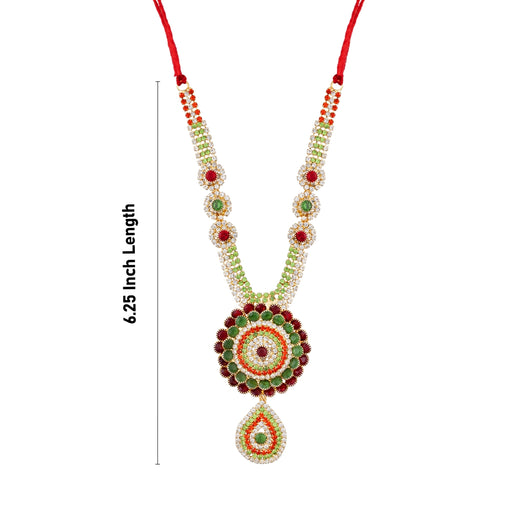 Stone Necklace - 6.25 Inches | Artificial Jewelry/ Stone Mala/ Multicolour Stone Jewellery For Deity Decor - Neck & Body Accessories