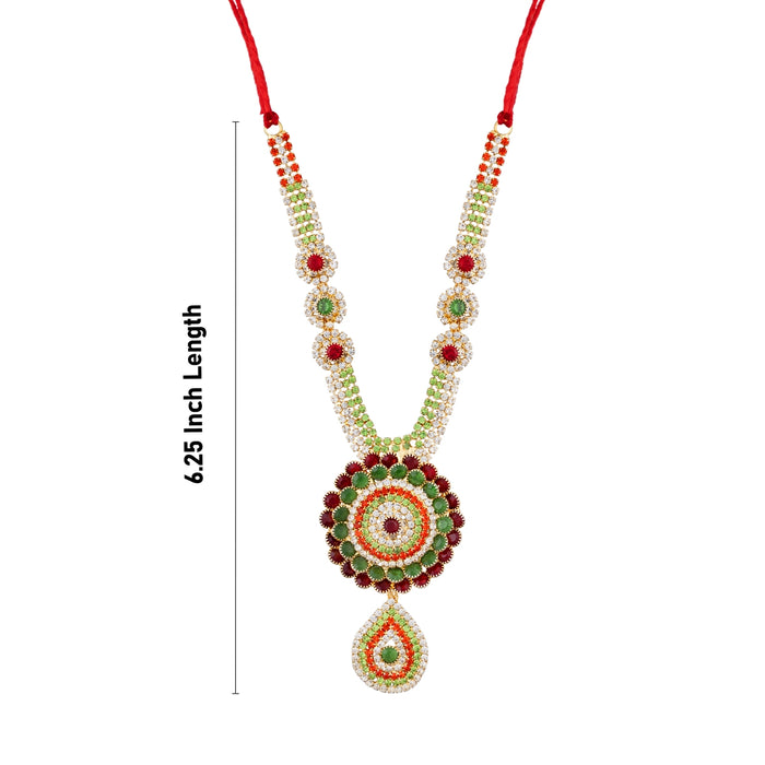 Stone Necklace - 6.25 Inches | Artificial Jewelry/ Stone Mala/ Multicolour Stone Jewellery For Deity Decor - Neck & Body Accessories