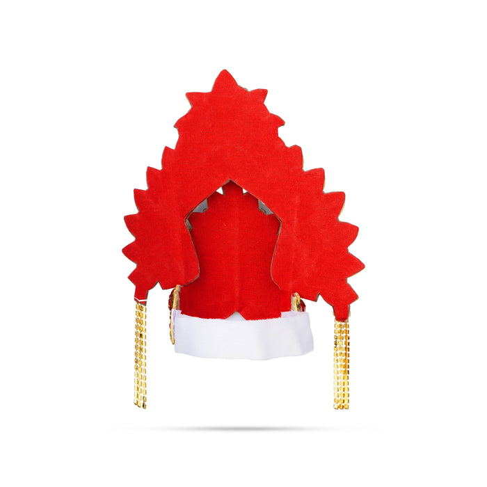 Kireedam - 5.5 X 6 Inches | Velcro Type Mukut/ Jari & Multicolour Stone Design Kiridam/ Crown For Deity Decor - Head & Face Accessories