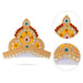 Kireedam - 7 X 8.5 Inches | Velcro Type Mukut/ Mirror & Multicolour Stone Design Kiridam/ Crown For Deity Decor - Head & Face Accessories