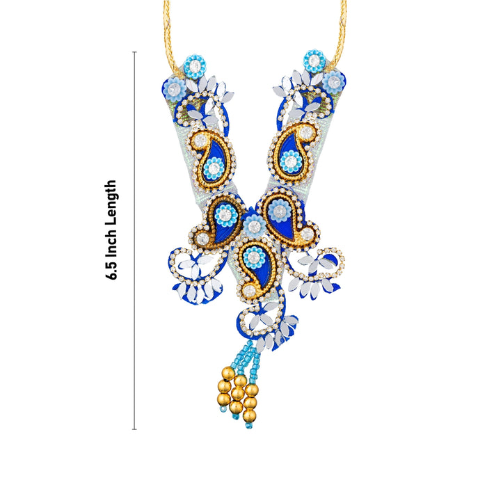 Jari Design Haram - 6.5 Inches | Card And Stone Necklace/ Stone Mala/ Artificial Jewelry For Deity Decor - Neck & Body Accessories