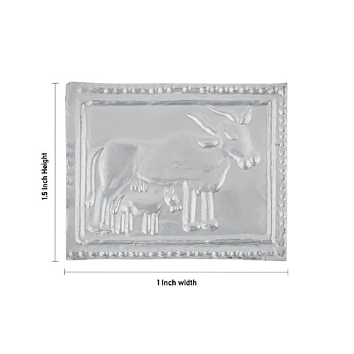 Cow Design Pratima - 1 x 1 Inches | Pratimai / Prathima for Pooja - Pooja Thali Accessories