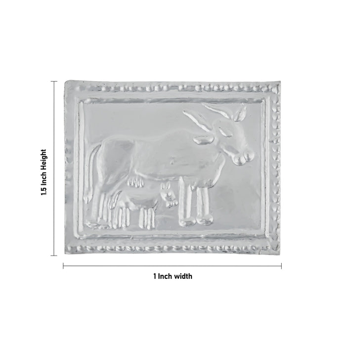 Cow Design Pratima - 1 x 1 Inches | Pratimai / Prathima for Pooja - Pooja Thali Accessories
