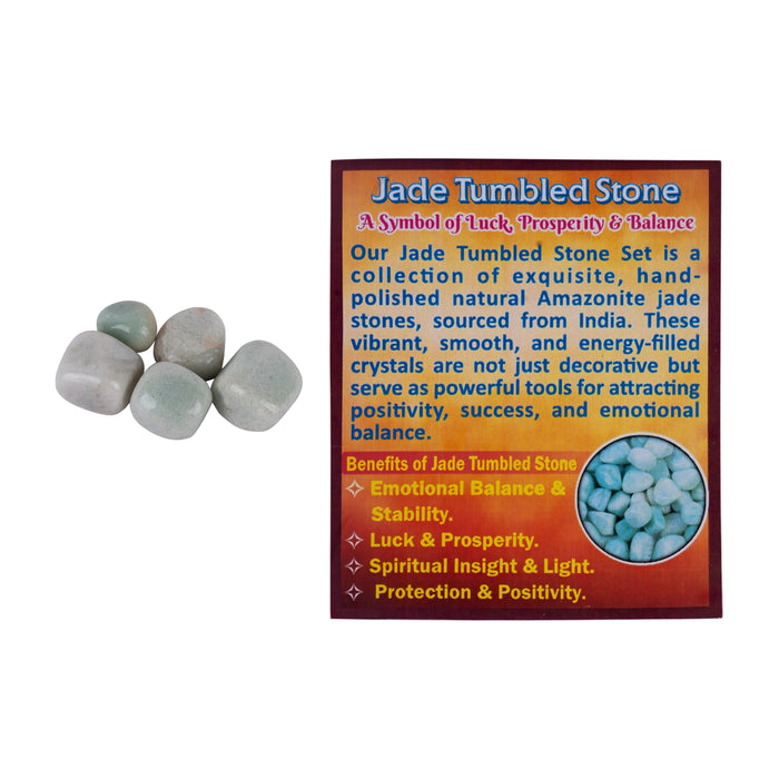 Zade Tumble Stone Set | 5 Pcs/ Green Crystal Stone/ Semi Precious Stone for Luck, Prosperity & Balance - Semi Precious Stones