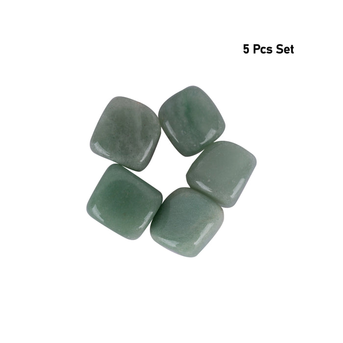Zade Tumble Stone Set | 5 Pcs/ Green Crystal Stone/ Semi Precious Stone for Luck, Prosperity & Balance - Semi Precious Stones