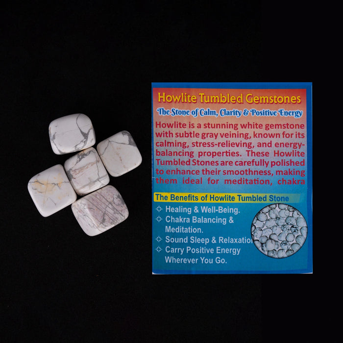 Howlite Tumble Stone Set | 5 Pcs/ Crystal Stone/ Semi Precious Stone for Calm, Clarity & Positive Energy - Semi Precious Stones