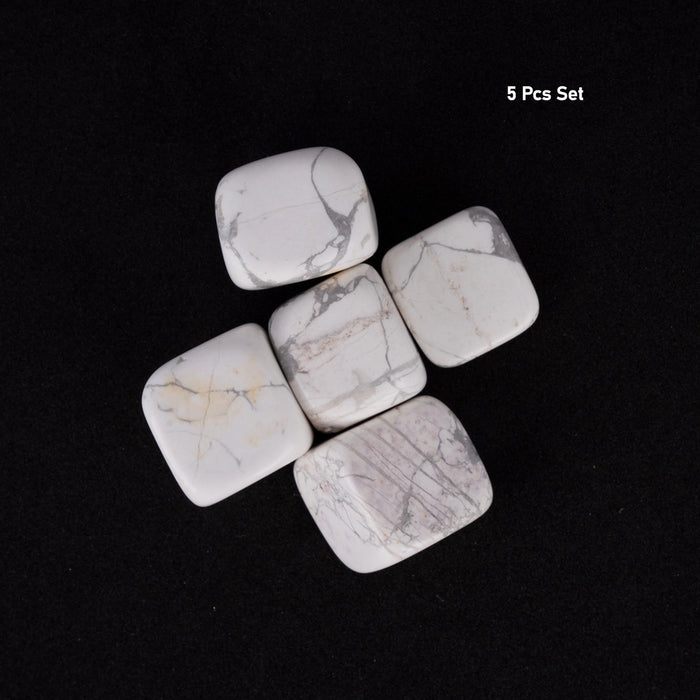 Howlite Tumble Stone Set | 5 Pcs/ Crystal Stone/ Semi Precious Stone for Calm, Clarity & Positive Energy - Semi Precious Stones