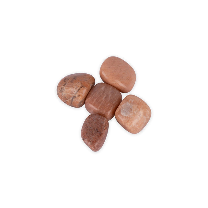Peach Moonstone Tumble Stone Set | 5 Pcs/ Crystal Stone/ Semi Precious Stone for Emotional Healing - Semi Precious Stones
