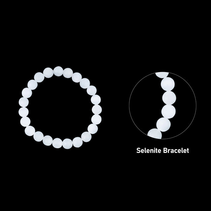Selenite Bracelet - 2.5 Inches | Selenite Crystal Bracelet/ 8 mm/ Selenite Stone Bracelet for Energy Cleansing - Bracelet