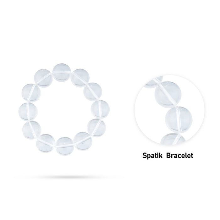 Spatik Bracelet - 2.5 Inches | 12 mm/ Crystal Sphatik Bracelet/ Sphatik Stone Hand Band for Cooling Effect - Sphatik Mala, Pendant, Bracelet