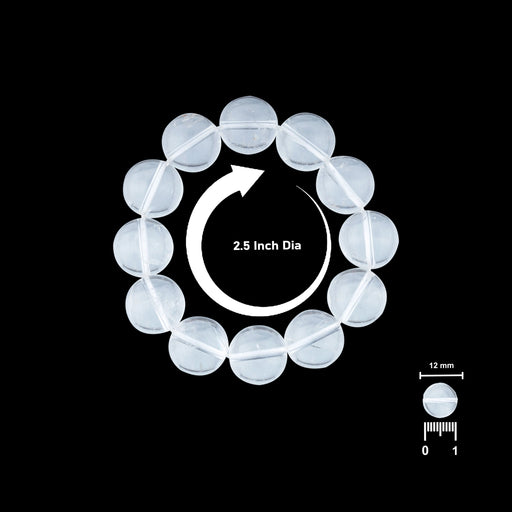 Spatik Bracelet - 2.5 Inches | 12 mm/ Crystal Sphatik Bracelet/ Sphatik Stone Hand Band for Cooling Effect - Sphatik Mala, Pendant, Bracelet