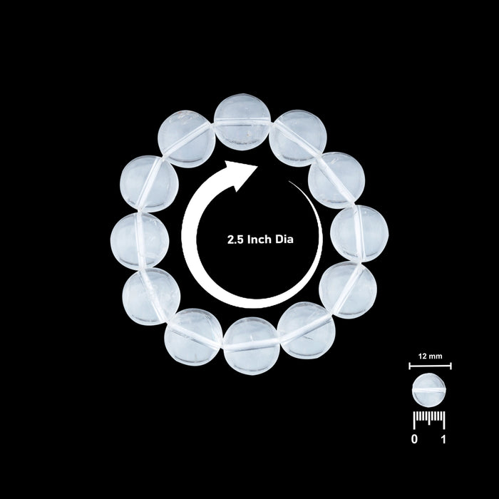 Spatik Bracelet - 2.5 Inches | 12 mm/ Crystal Sphatik Bracelet/ Sphatik Stone Hand Band for Cooling Effect - Sphatik Mala, Pendant, Bracelet