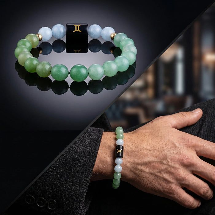 Crystal Zodiac Bracelet - 2.5 inches | 8 mm/ Gemini Zodiac Wrist Band/ Twin Sign Gemstone Beads for Everyday Style