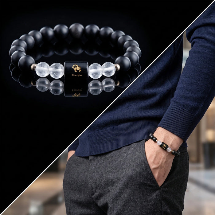 Crystal Zodiac Bracelet - 2.5 inches | 8 mm/ Scorpio Zodiac Wrist Band/ Water Sign Crystal Beads for Daily Wear