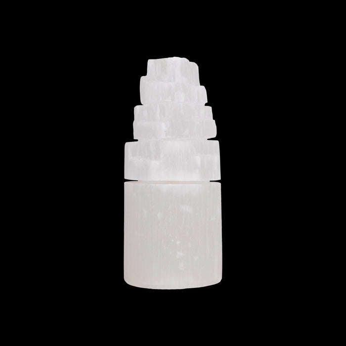 Tower Shape Selenite Stone - 5.25 x 2.25 Inches | Selenite Crystal Tower/ Decorative Showpiece for Living Room - Table Stand Accessories