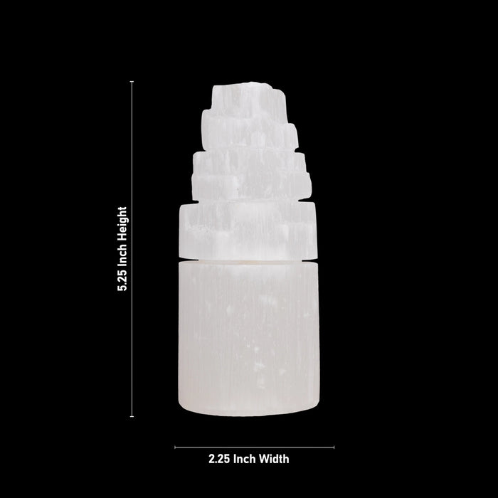 Tower Shape Selenite Stone - 5.25 x 2.25 Inches | Selenite Crystal Tower/ Decorative Showpiece for Living Room - Table Stand Accessories