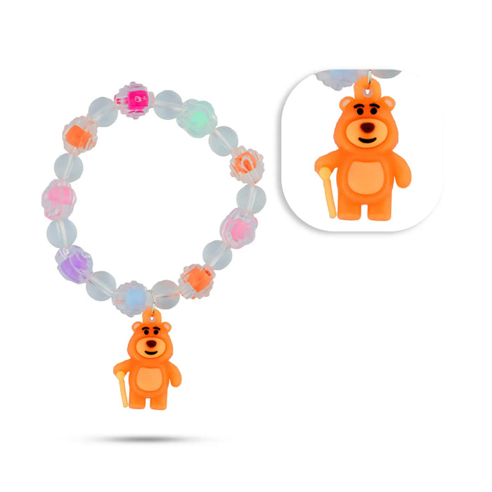 Kids Beads Bracelet - 2 inches / Elastic Bracelet / Fancy Beads Bracelet with Cartoon Charm for Girls & Kids - Bracelet
