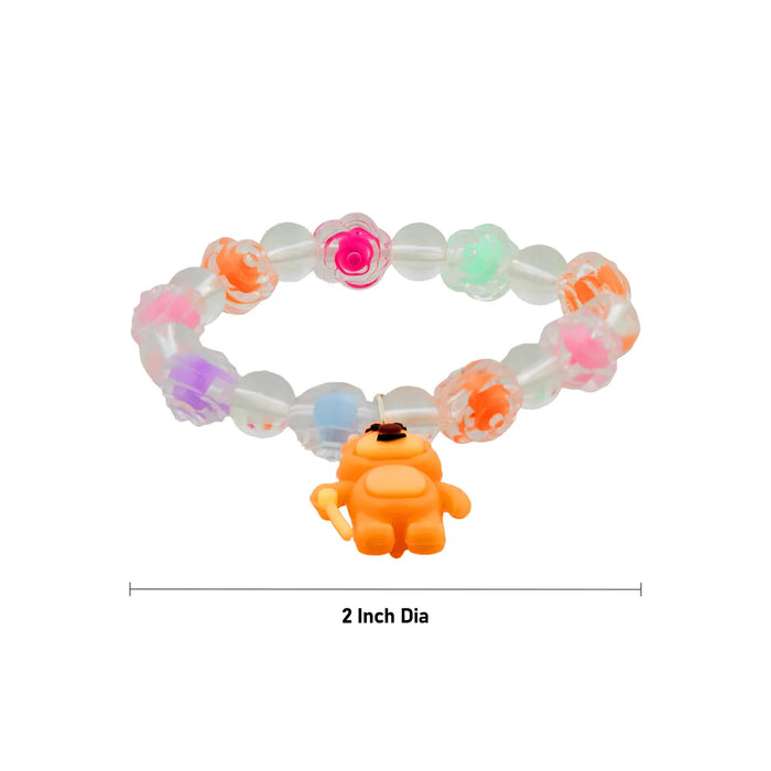 Kids Beads Bracelet - 2 inches / Elastic Bracelet / Fancy Beads Bracelet with Cartoon Charm for Girls & Kids - Bracelet