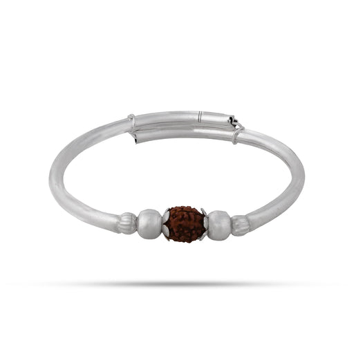 Rudraksh Design Kada - 2.75 Inches | Silver Polish Kaapu / Bangle Kada / Kada With Rudraksha - Bracelet