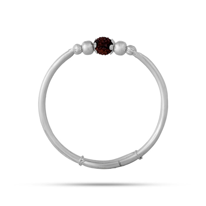 Rudraksh Design Kada - 2.75 Inches | Silver Polish Kaapu / Bangle Kada / Kada With Rudraksha - Bracelet