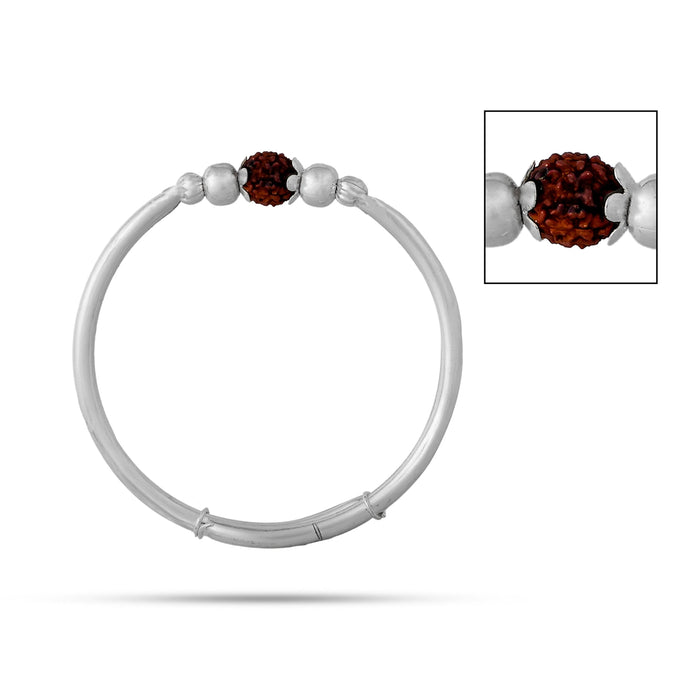 Rudraksh Design Kada - 2.75 Inches | Silver Polish Kaapu / Bangle Kada / Kada With Rudraksha - Bracelet